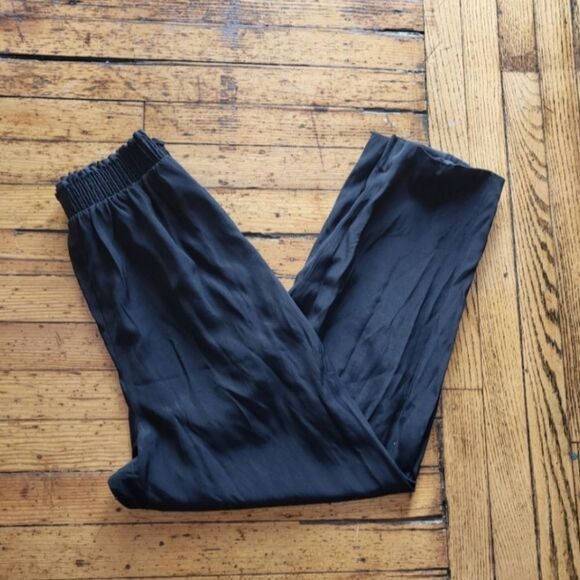 Just Me! Vintage 1990s Smocked Waist Pants Black Size Medium - Picture 1 of 11